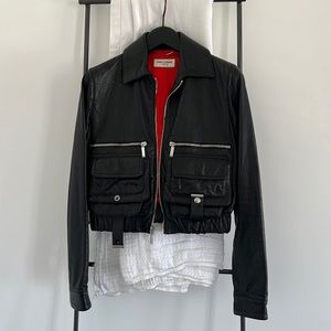 Amazing Saint Laurent Paris Leather Bomber, 36